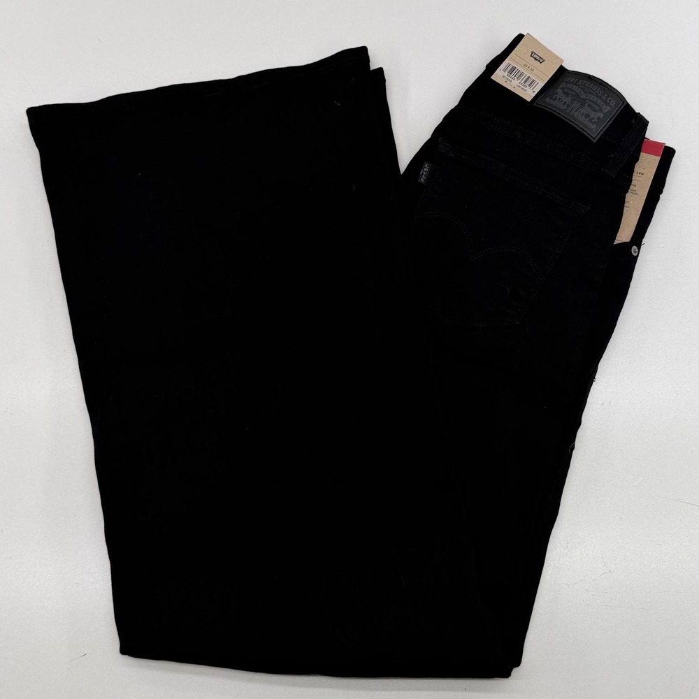 Levis 318 Shaping Wide Leg Jeans Black Stellar Stretch Mid Rise 26x30 NEW